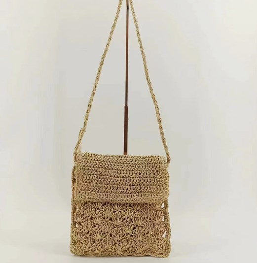 Woven Shoulder Bag - Straw Beach Tote