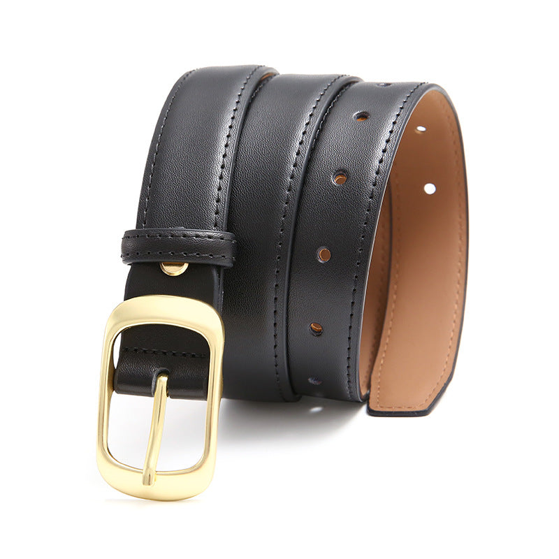 Fashionable Women's Genuine Leather Belt with Alloy Buckle