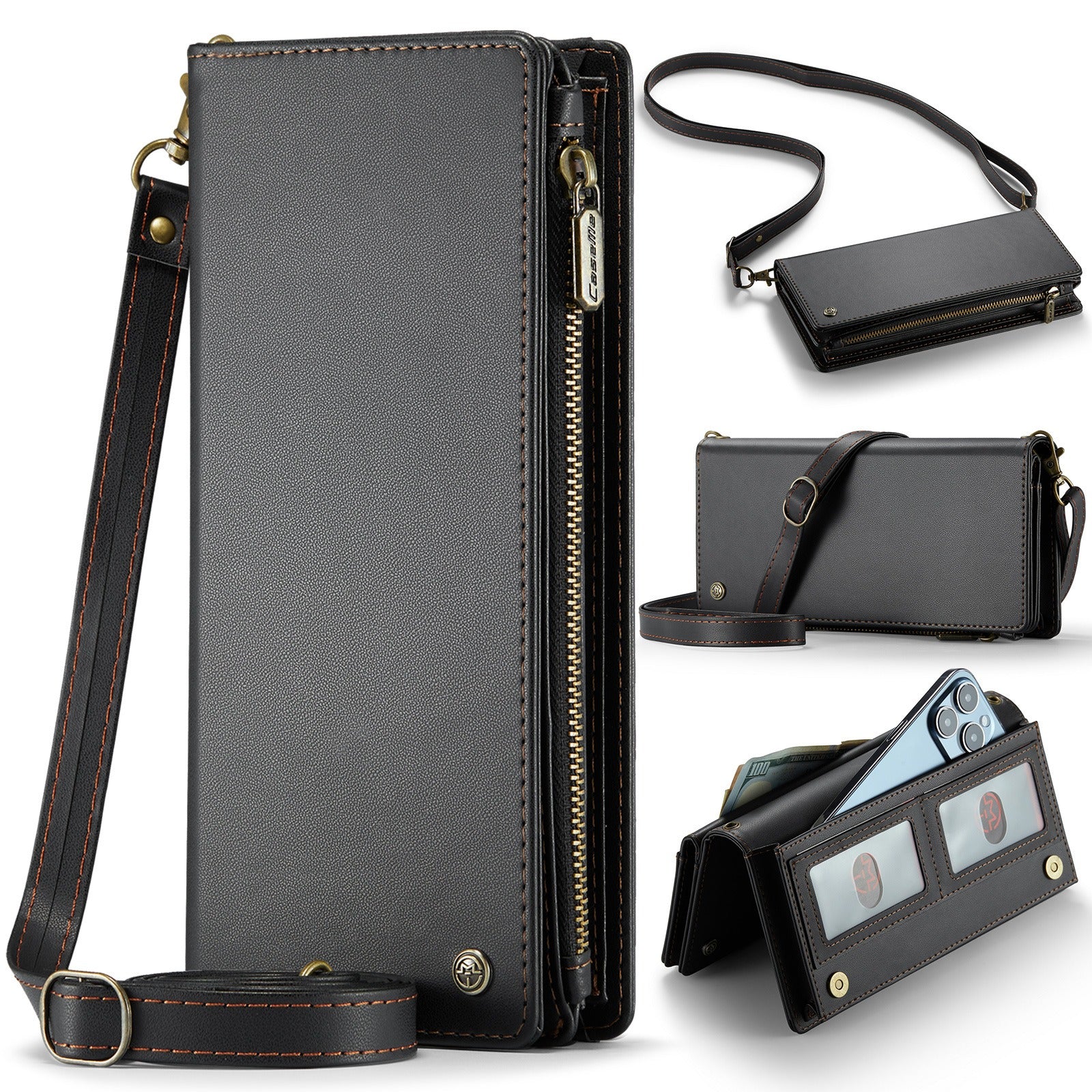 Universal Multi-Functional Leather Phone Wallet Crossbody