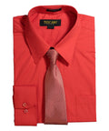 TUSCANY Mens Shirt with Tie - RED14.5 Neck 32-33 Sleeve