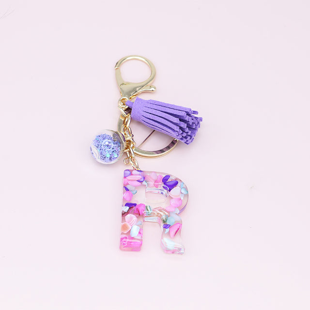 Fashion Tassel Keychains with A-Z Initials for Handbags
