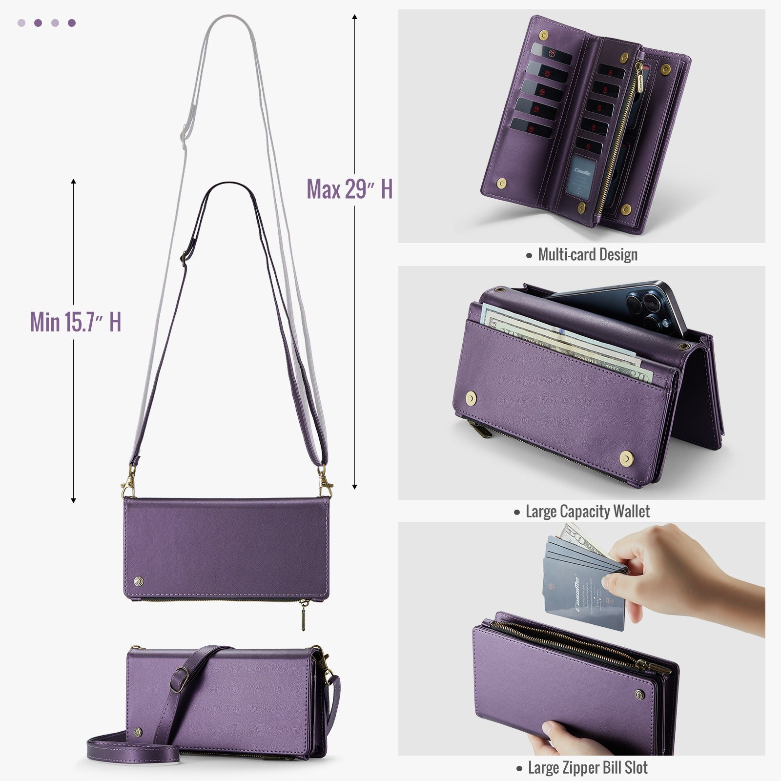Universal Multi-Functional Leather Phone Wallet Crossbody