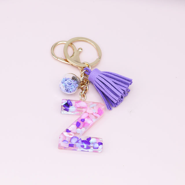 Fashion Tassel Keychains with A-Z Initials for Handbags