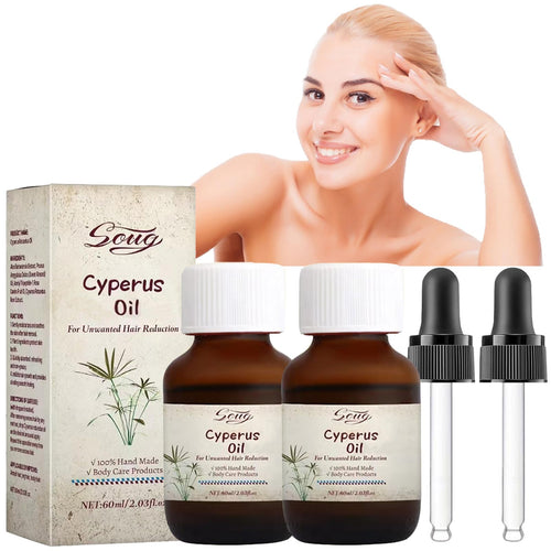 2Pcs Cyperus Rotundus for Hair Removal Natural Cyperus Oil with Dropper Reducing Body Hair Growth