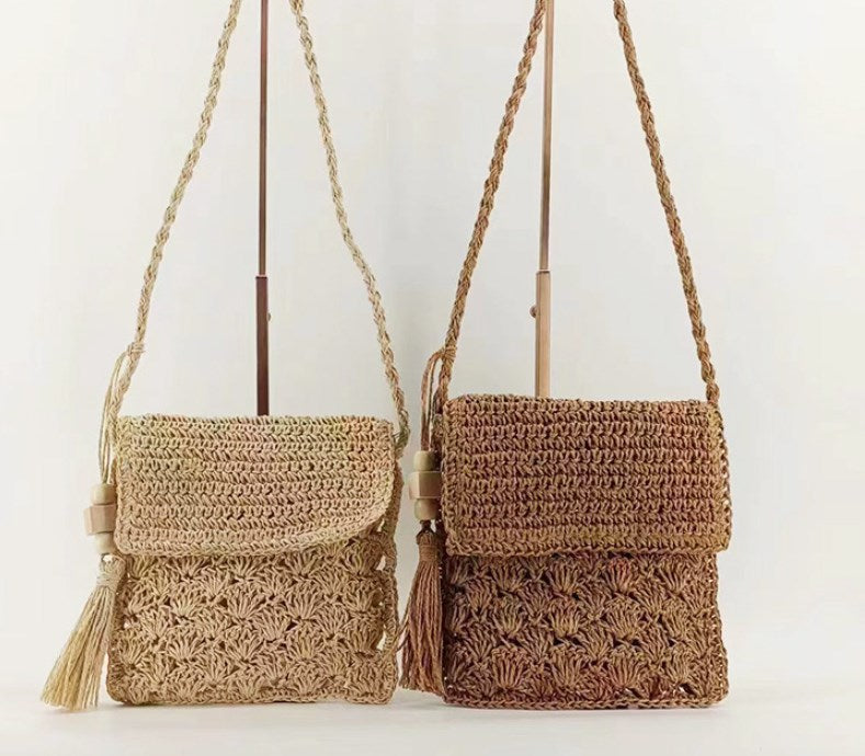 Woven Shoulder Bag - Straw Beach Tote