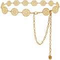 Glamorstar Chain Belts for Women Hollow Metal Waist Chain Belts Dress Belt for Her Circle Gold 105CM