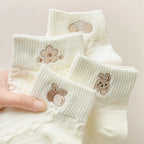 10-Pair White Series Ankle Socks, Women's Cute Socks - Printed Socks - House Socks - Casual Socks.