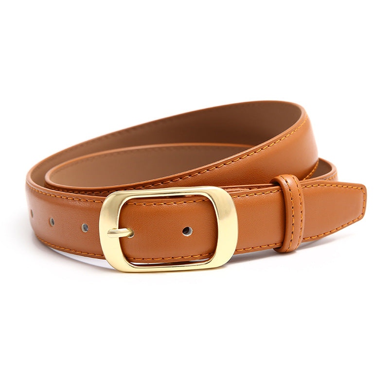Fashionable Women's Genuine Leather Belt with Alloy Buckle