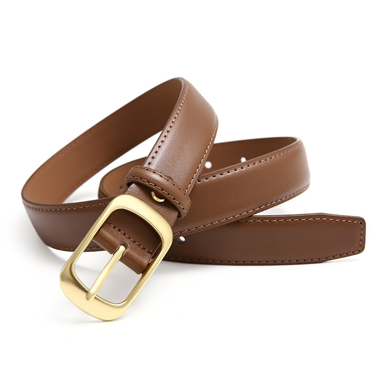 Fashionable Women's Genuine Leather Belt with Alloy Buckle