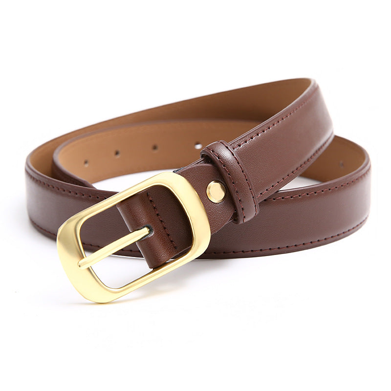 Fashionable Women's Genuine Leather Belt with Alloy Buckle